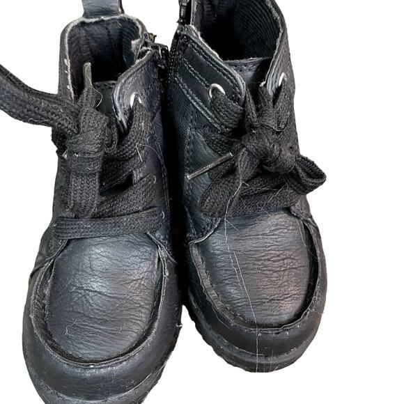 The Children's PLACE Boots Size 6 Toddler child side zip lace up Black - Picture 1 of 9